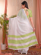 Shree Shyam Fashion The White Loom White Linen Cotton Saree