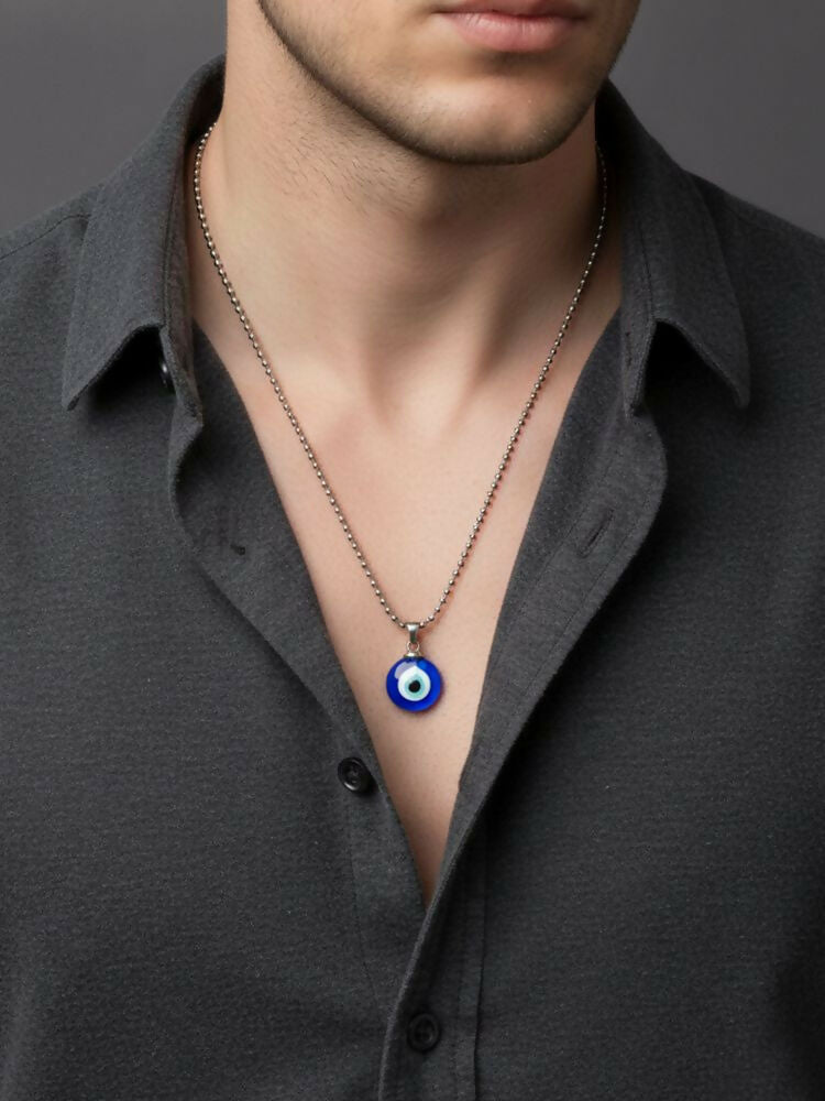 NVR Unisex Silver Plated Evil Eye Pendant with Chain - Distacart