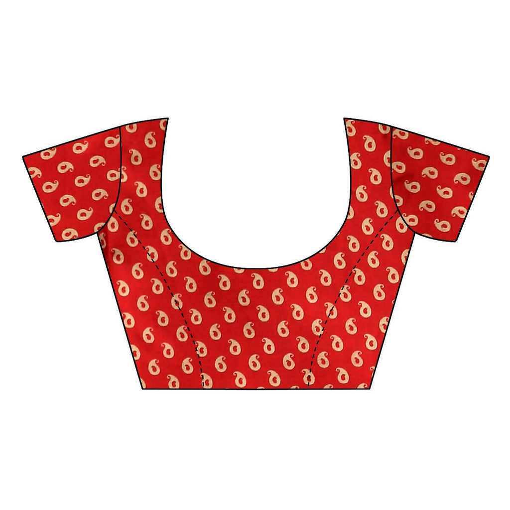 Vamika Red Printed Art Silk Saree