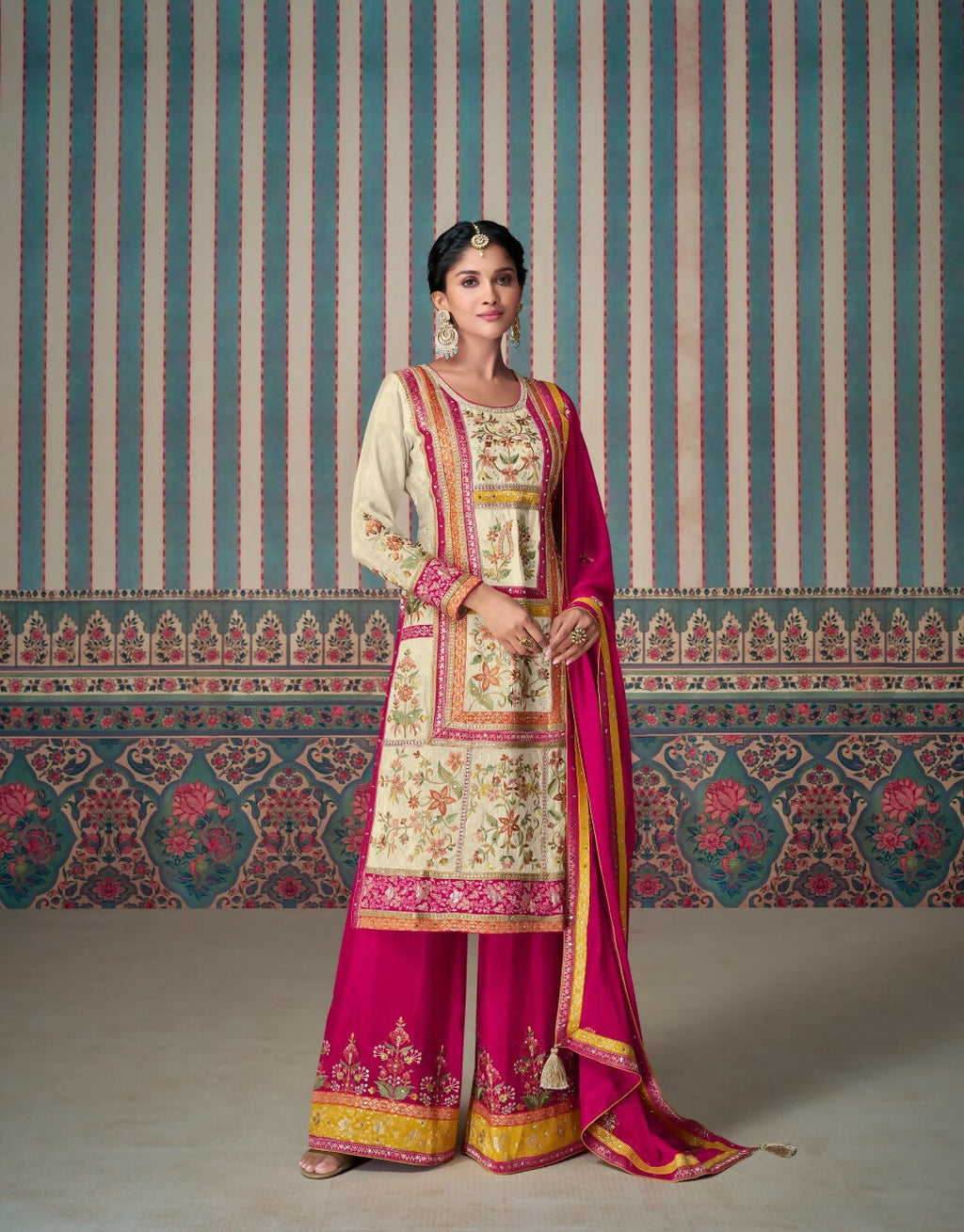 Anaita Pink Embroidered Silk Fully Stitched Plazo suit - Distacart