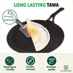 The Indus Valley CASTrong Cast Iron Concave Tawa, Pre-seasoned, Nonstick, 100% Pure, Toxin-free, Spatula, 25.4cm, 1.9kg