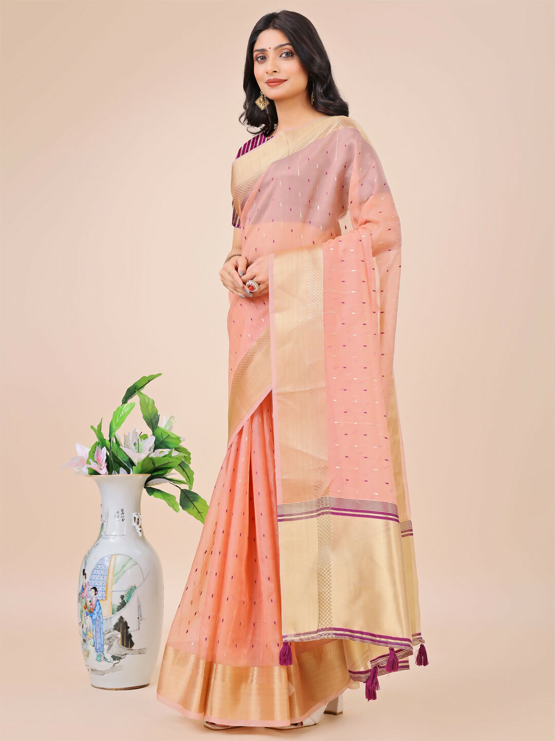 Shree Shyam Fashion Florance Light Pink Organza Saree