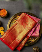 DEIANA'S Beautiful Designer Golden zari Soft Lichi Silk Saree - Pink
