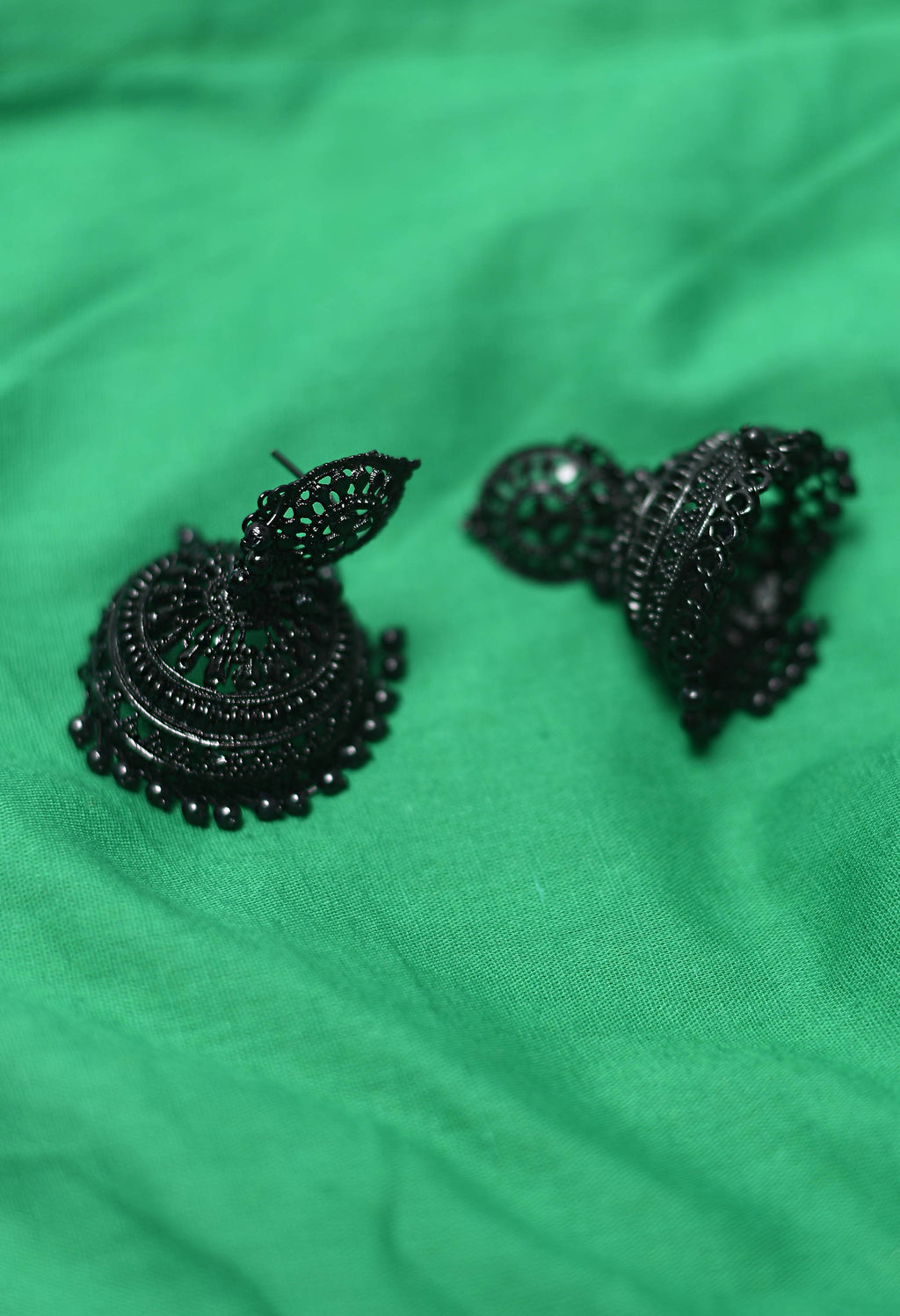Mominos Fashion Johar Kamal Latest Design Black Color Jhumkas - Distacart