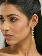 Nuyug 18K Gold-Plated Crystal Stone Studded Triangular Drop Sleek Earrings - Distacart