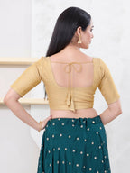 Joban Fashion Gold Tissue Elbow Sleeveless Front Open Blouse