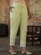 Juniper Women's Lime Green Cambric Floral Print Kurta Straight Pant And Duptta Sets - Distacart