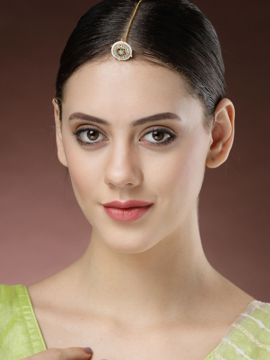 NVR Women's Gold-Polished CZ Stone-Studded Borla Maang Tikka - Distacart