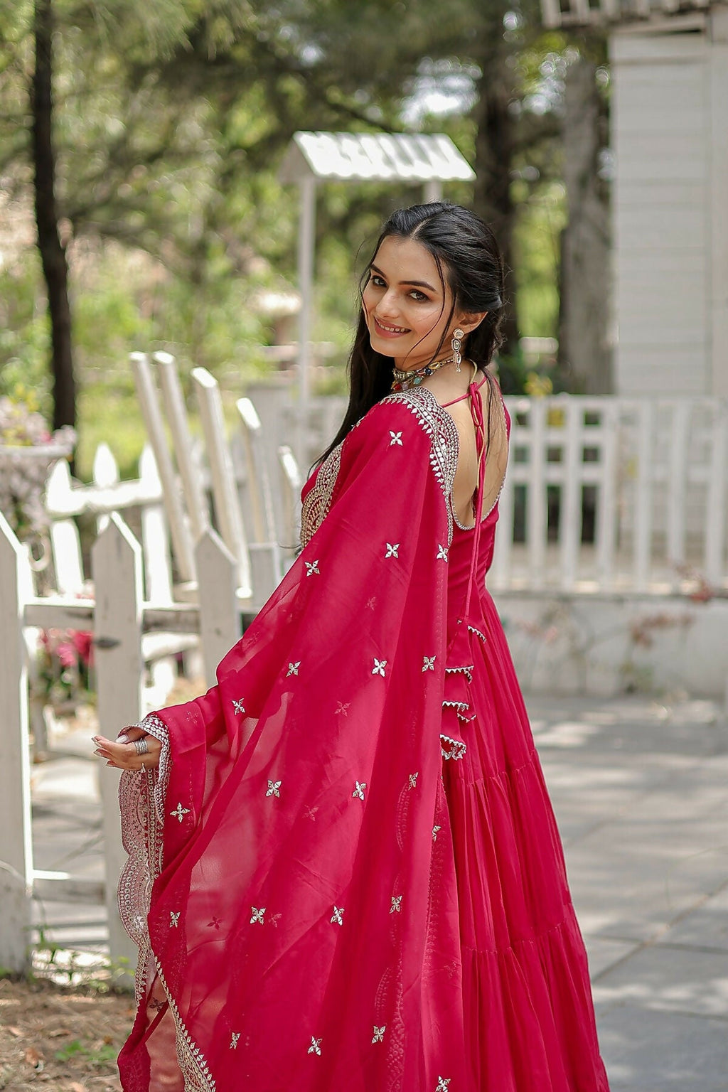 Joban Fashion Pink Georgette Sequence Embroidery Work Kurta Set - Distacart