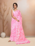 Joban Fashion Light Pink Cotton Blend Jamdani Saree