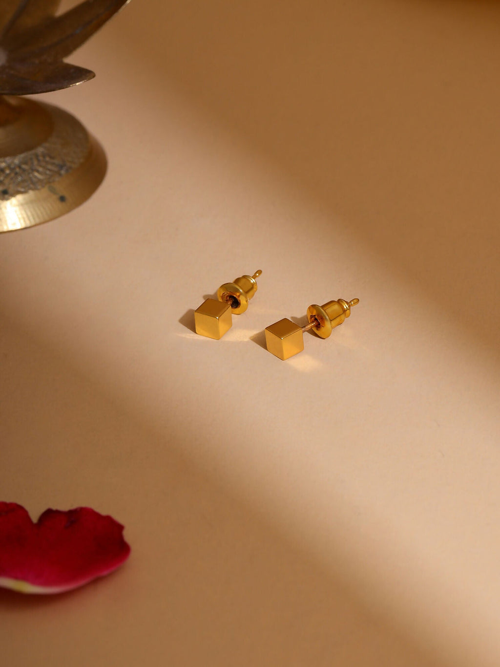 Ruby Raang Golden Square Studs - Distacart