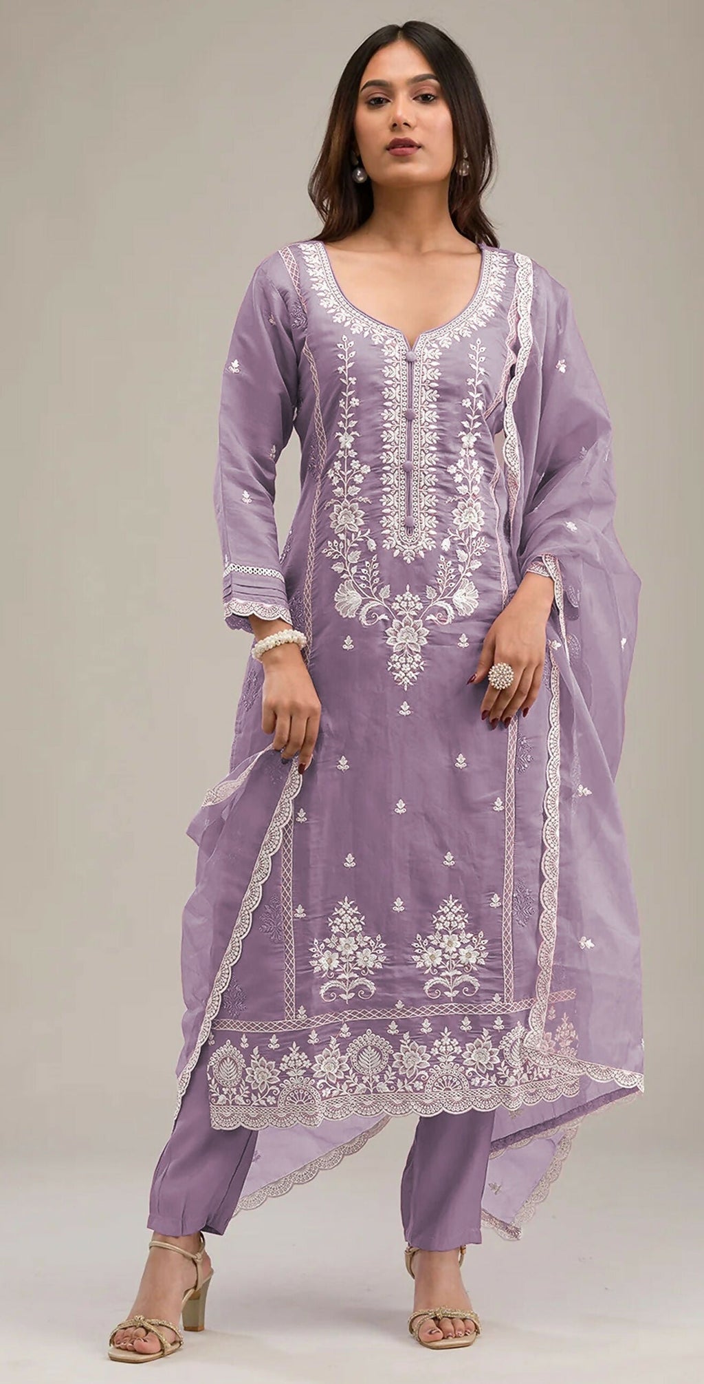 Anaita Light-lavender Embroidered Silk Stitched Salwar Suit - Distacart