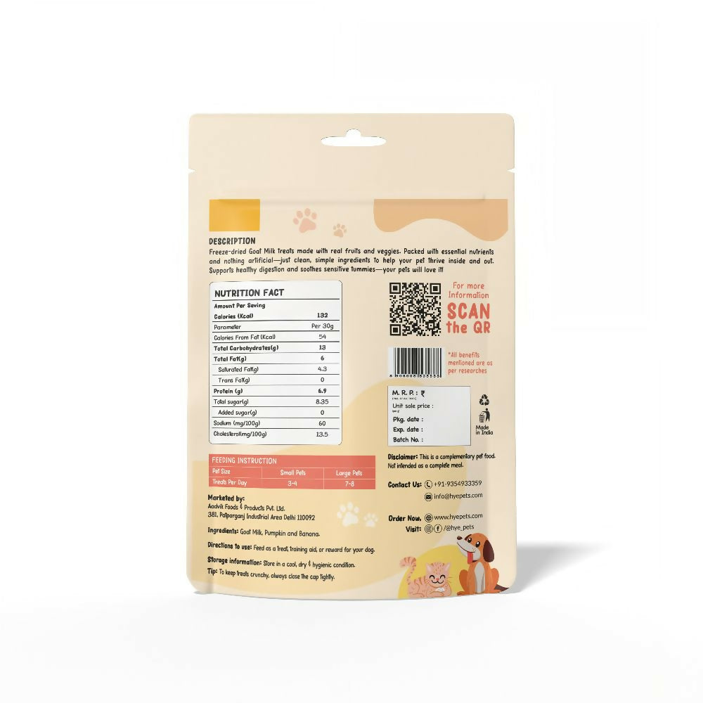 Hye Pets Super Treats For Super Pets – Freeze Dried Treats Made With Goat Milk, Pumpkin & Banana - Distacart