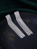 NVR Women Silver Toned Contemporary Ad Studded Drop Earrings - Distacart