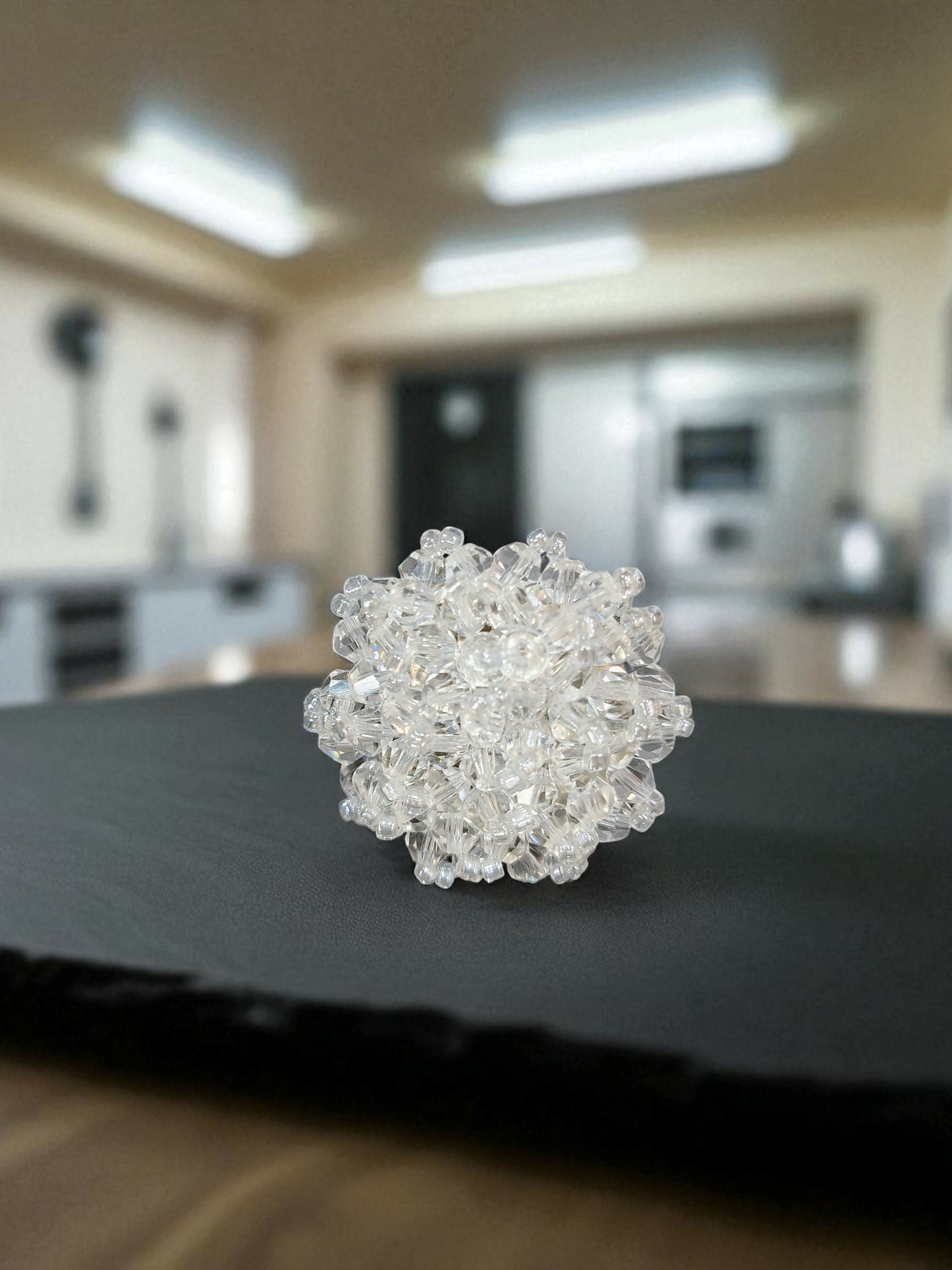 Inhanns Rang-E-Roshan Adjustable Ring – Handmade Crystal Statement Ring - White