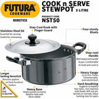 Hawkins Non-stick Cook n Serve Stewpot 24.6 cm Diameter 5 L with Lid (NST50)