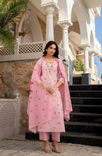 The52 Pink Women's Beautiful Chanderi Fabric Printed Work Straight Kurta Pant and Dupatta Set - Distacart