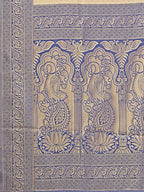 Shree Shyam Fashion Banarasi Silk Cream & Navy Blue Saree - Distacart