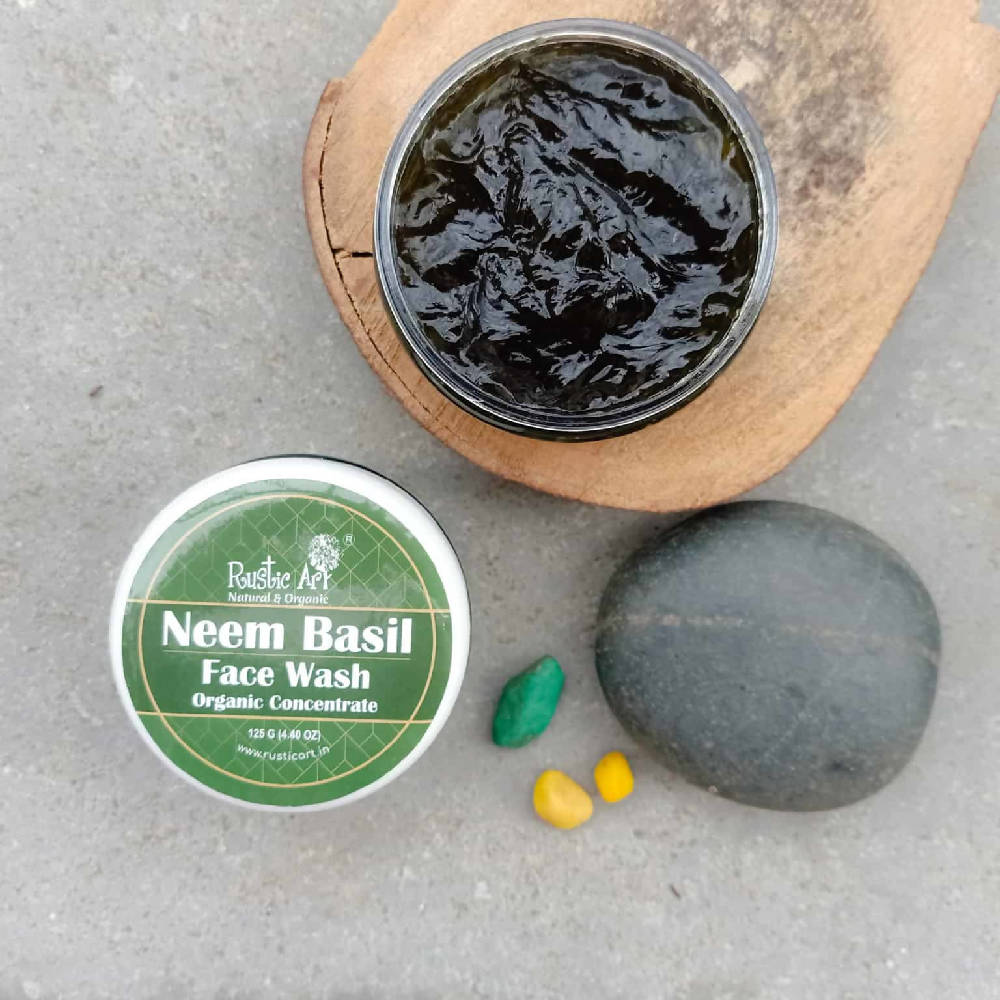 Rustic Art Neem Basil Face Wash Organic Concentrate - Distacart