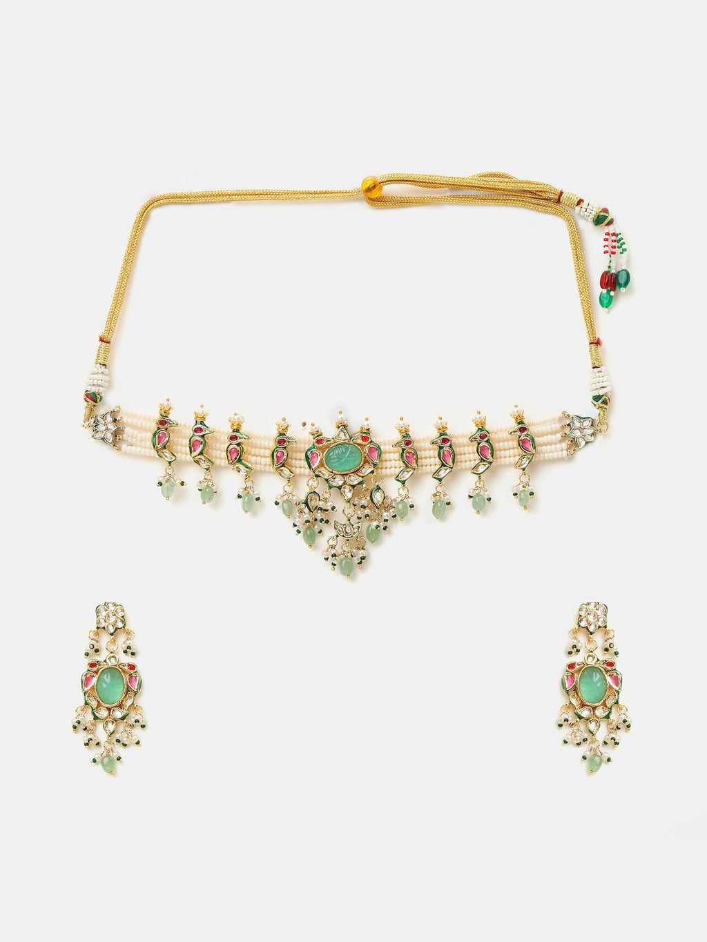Ruby Raang Rajkumari Necklace With Earrings And Maang Tikka - Distacart