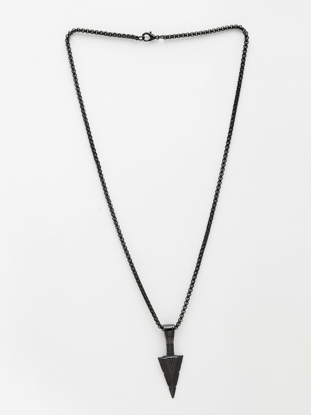 NVR Men's Black Rhodium-Plated Arrow-Shaped Pendant With Chain