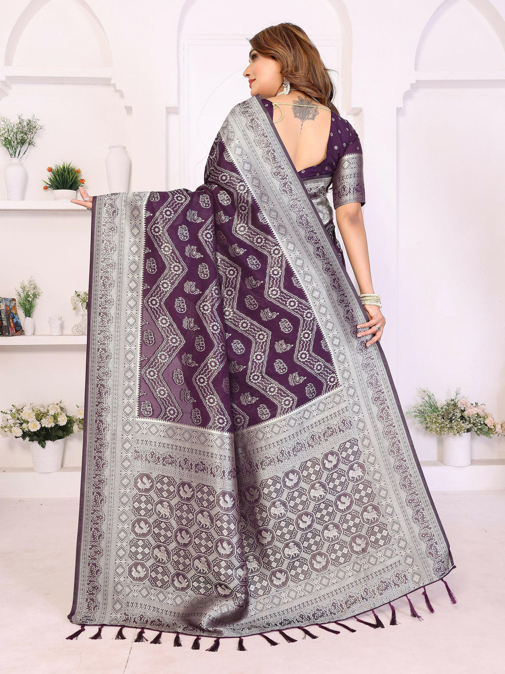 Aastha Fashion Wine Georgette Silk Leheriya With Elegant Zari Weaving Saree - Distacart