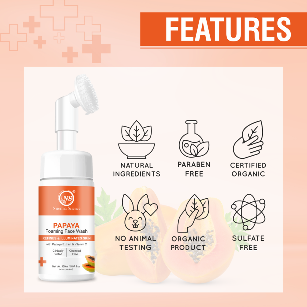 Nuerma Science Papaya Foaming Face Wash | Brightens Skin Tone & Clears Blemishes
