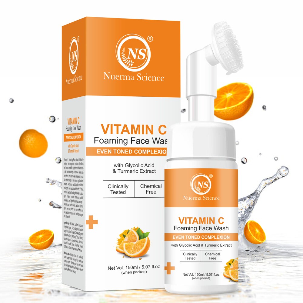 Nuerma Science Vitamin C Foaming Face Wash | To Enhance Skin Glow & Reduce Pigmentation