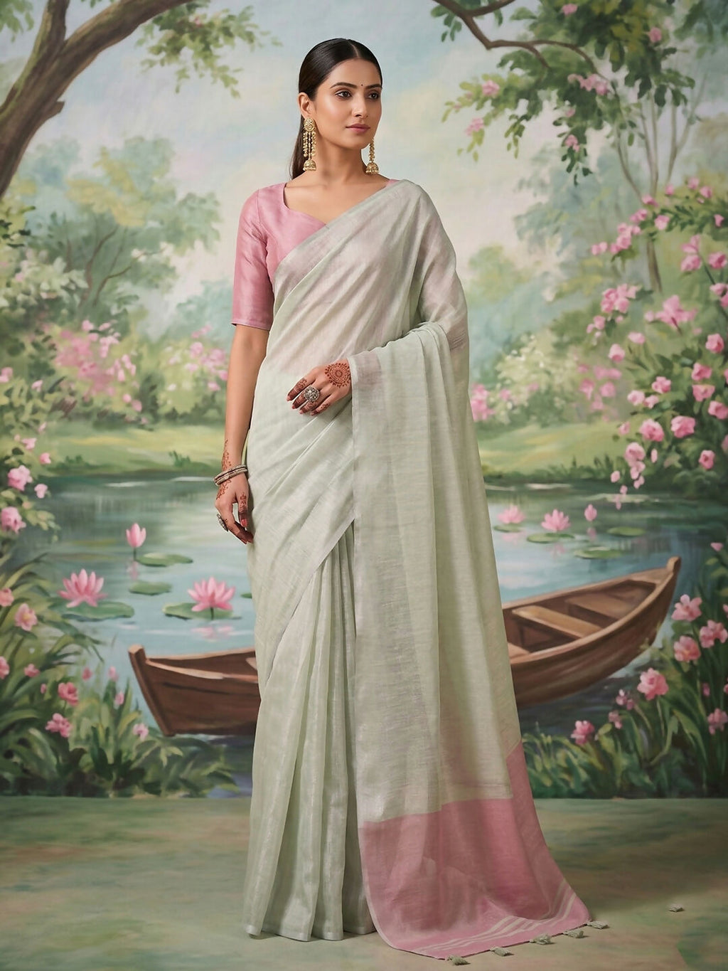 Shree Shyam Fashion Silver Tissue Silk Saree - Distacart