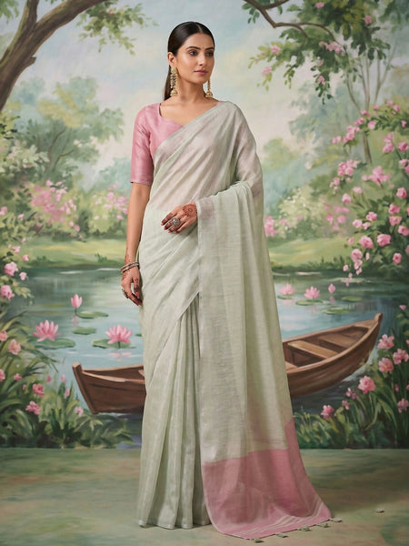 Shree Shyam Fashion Silver Tissue Silk Saree