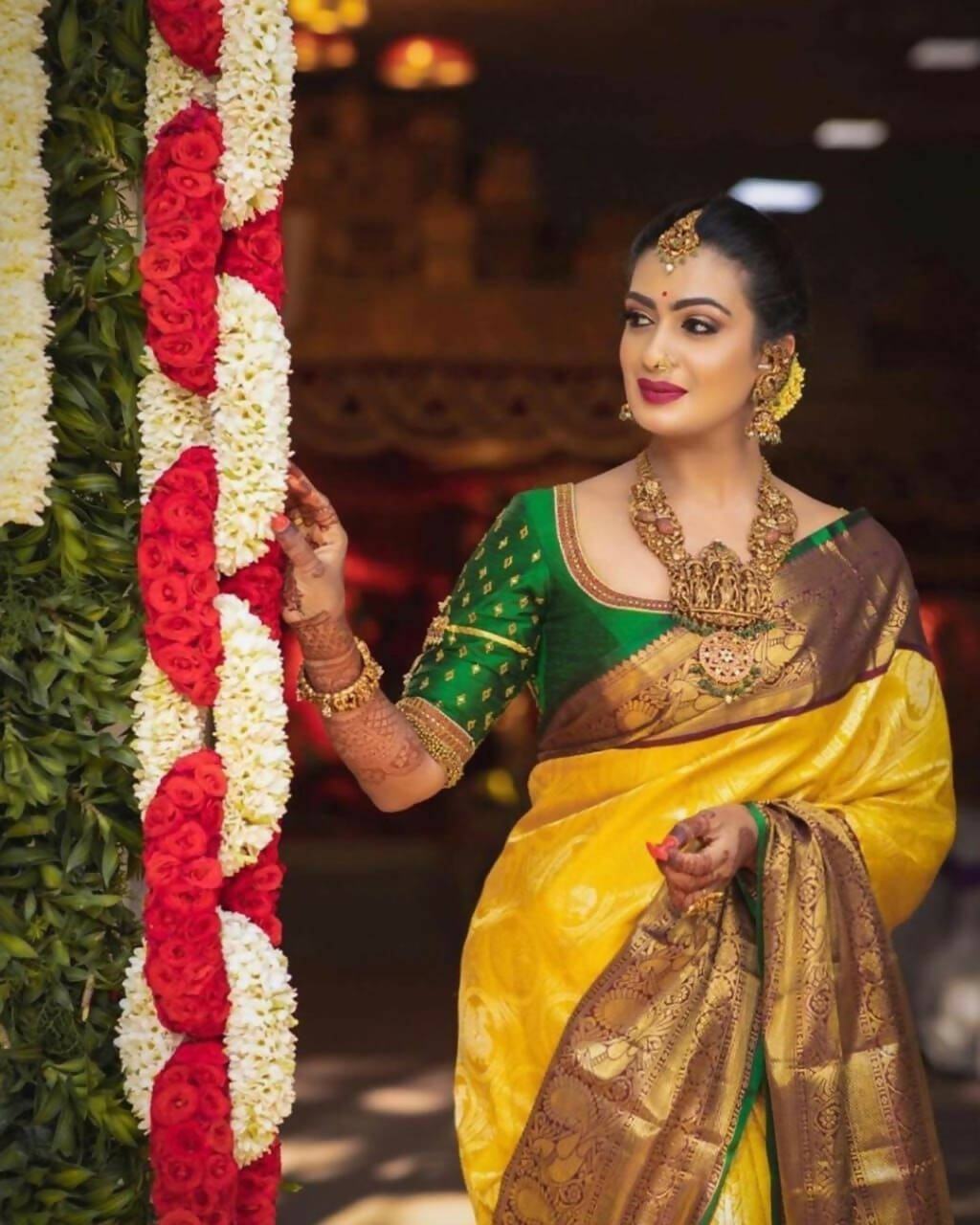 DEIANA'S Beautiful Designer Golden zari Soft Lichi Silk Saree - Yellow
