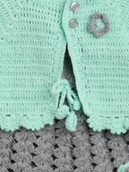 ChutPut Hand knitted Crochet Maharani Wool Dress For Baby Girls - Green