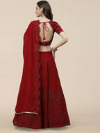 Maroon Georgette Thread with Sequins Embroidered work Lehenga Choli with Dupatta - Jivika