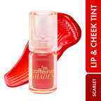 mCaffeine Shades Lip & Cheek Glow Tint Longlasting, Blendable Dewy Finish - Scarlet