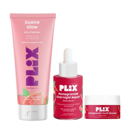 PLIX The Plant Fix 0.6% Retinol Dewy Serum, Anti Ageing Night Cream & Vitamin C Face Wash Cleanser
