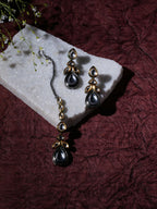 Dual Tone Kundan Maang Tikka with Earrings Jewellery Set (silver) - Ruby Raang