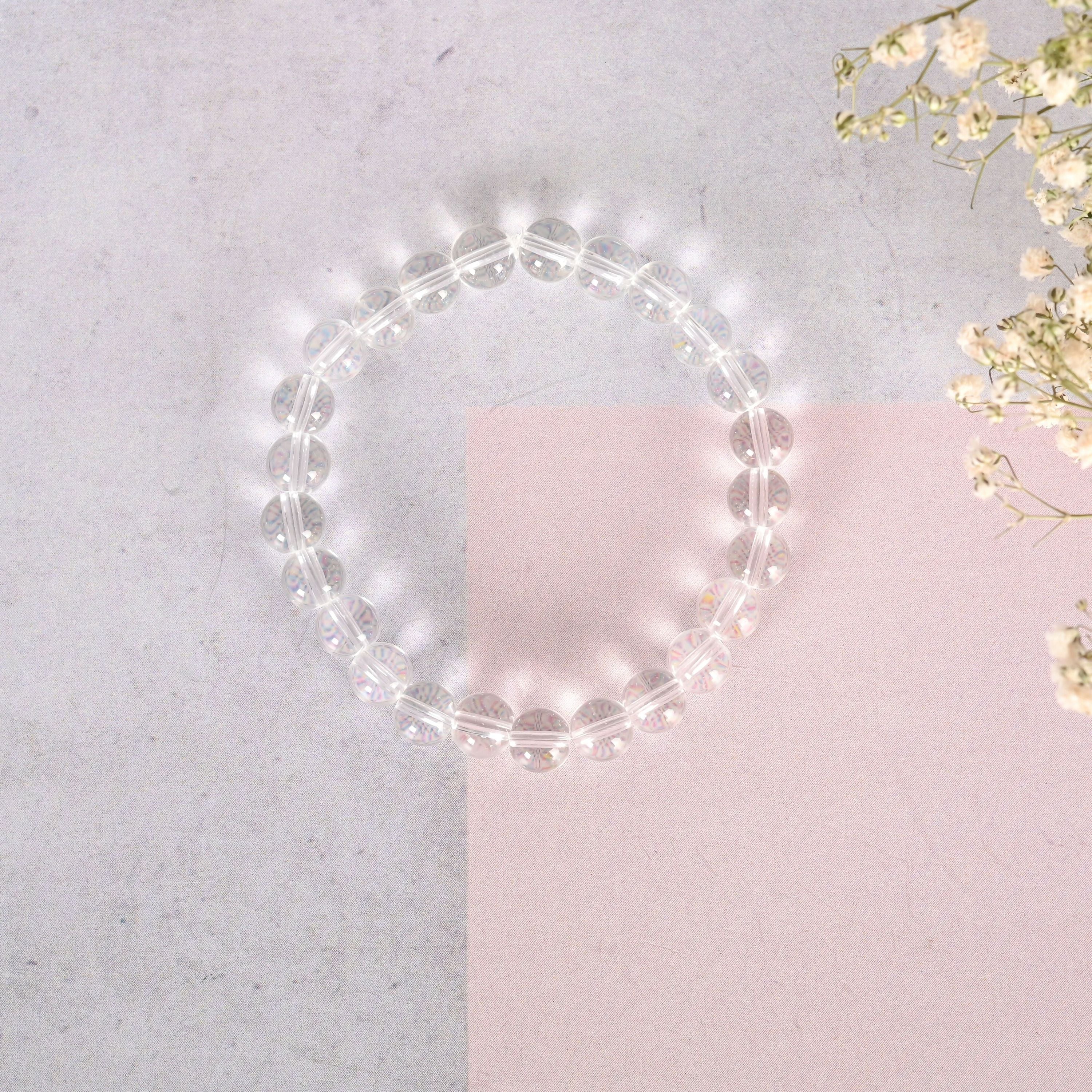 NVR Men & Women Transparent Beaded Elasticated Bracelet - Distacart