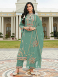 Anaita Sky Blue Cotton Stitched Suit with Embroidery Viscose Multi Thread Work - Distacart
