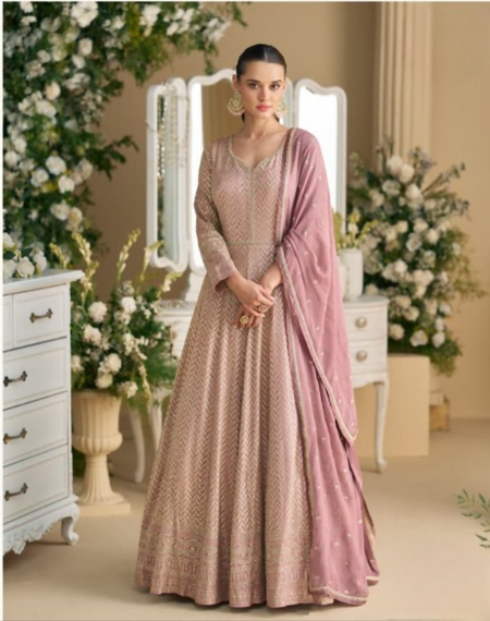 Anaita Purple Real Georgette Readymade Anarkali Gown with Embroidery & Sequence Work