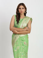 Shree Shyam Fashion Linen Cotton Light Green Saree - Distacart