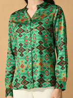 Myshka Women's Multi Satin Printed Smart Shirt