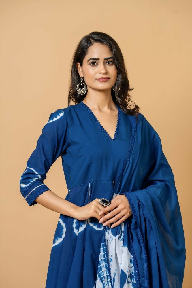 Joban Fashion Blue Tie & Dye Cotton Suit Set - Distacart