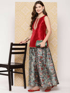 Ahalyaa Women's Traditional Wear Co-ods - Red - Distacart
