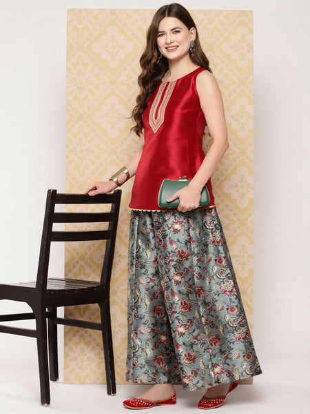 Ahalyaa Women's Traditional Wear Co-ods - Red