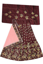 Dwiden Maroon Baby Doll Tafetta Sattin Semi-Stitched Girl's Lehenga Choli