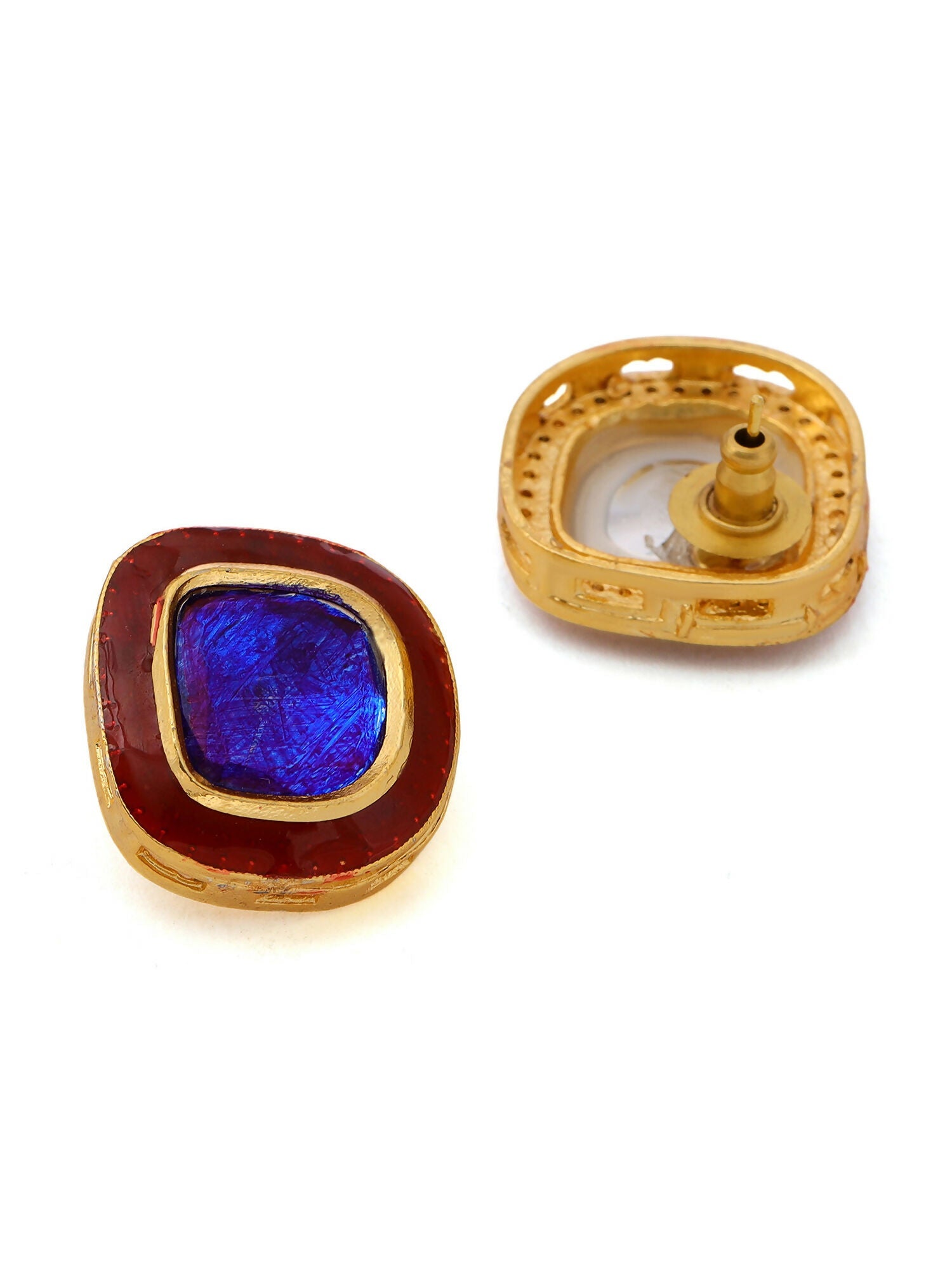 Ruby Raang Multi Blue Kundan Studs - Distacart