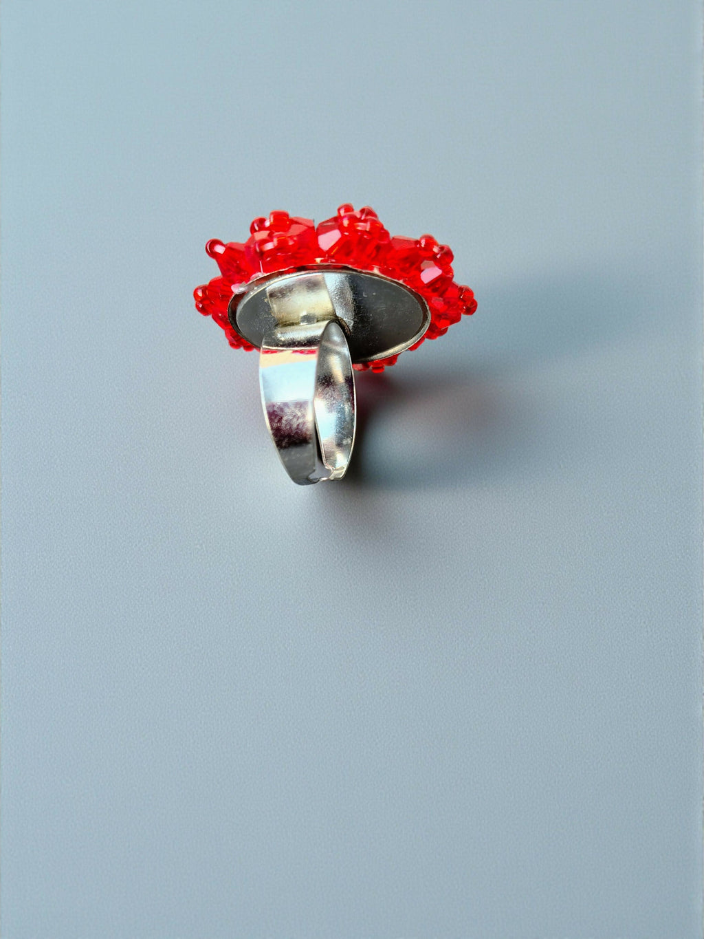 Inhanns Rang-E-Roshan Adjustable Ring – Handmade Crystal Statement Ring - Red Big