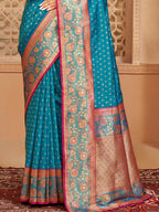 Shree Shyam Fashion Silk Blend Blue Saree - Distacart