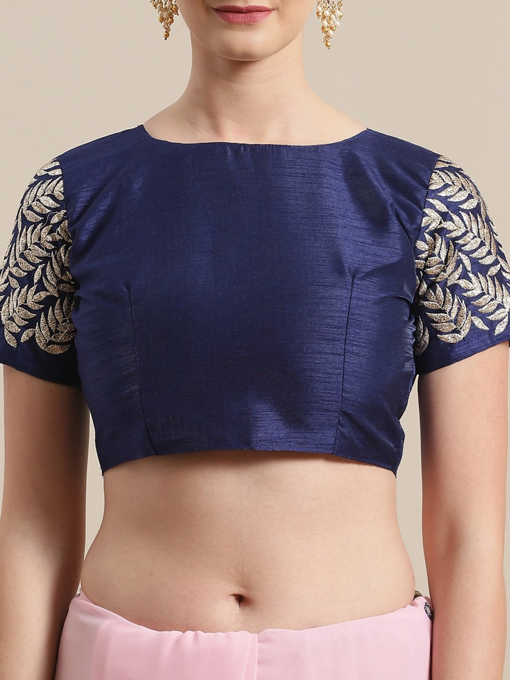 Saree Mall Pink & Navy Blue Embroidered Saree - Distacart