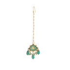 Nuyug 22K Gold Plated Lush Green Maang Tikka & Earrings Set - Distacart